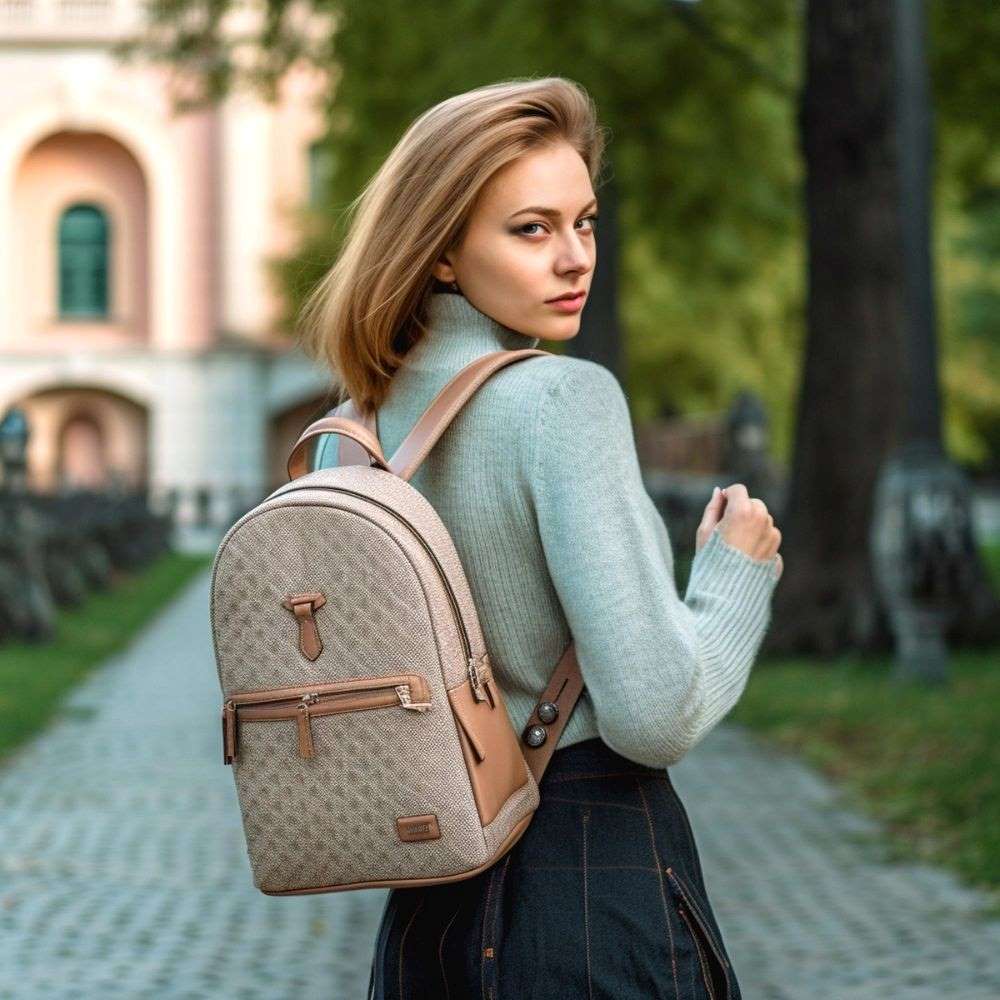 ciekawy plecak damski w kolorze beżowym