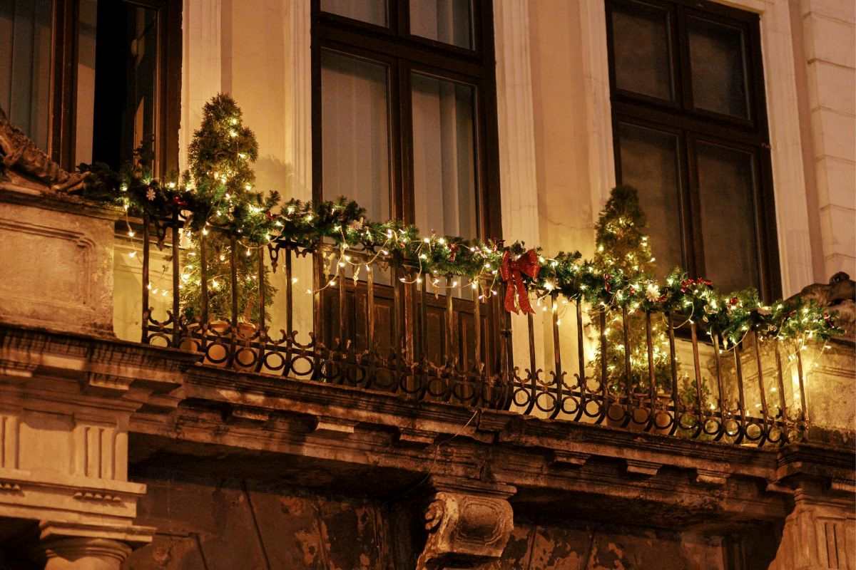piękny balkon na Święta