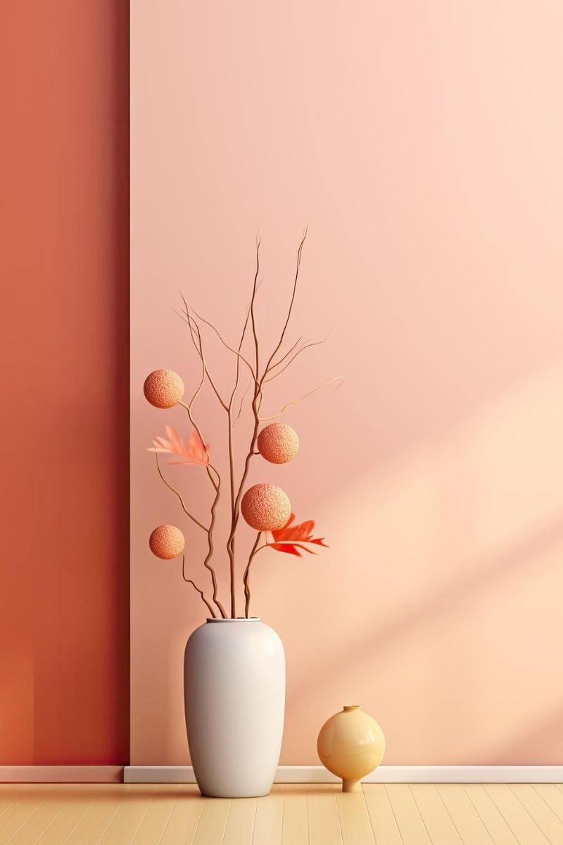 odcień peach fuzz na ścianie