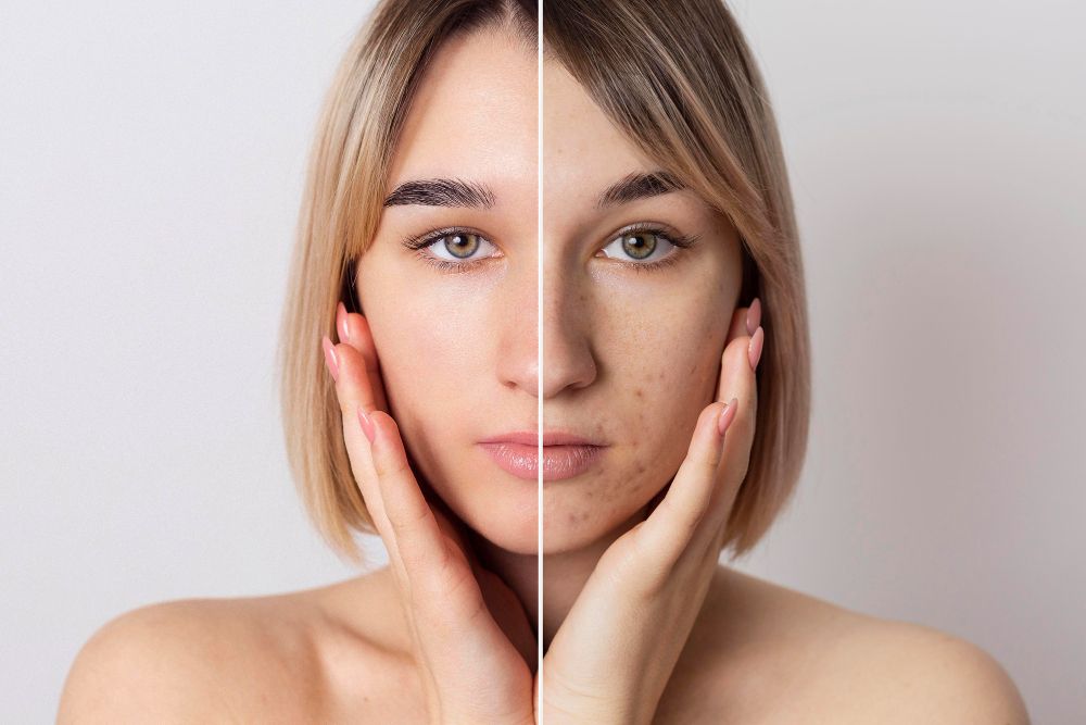 efekt ruty dwuetapowego oczyszczania skóry