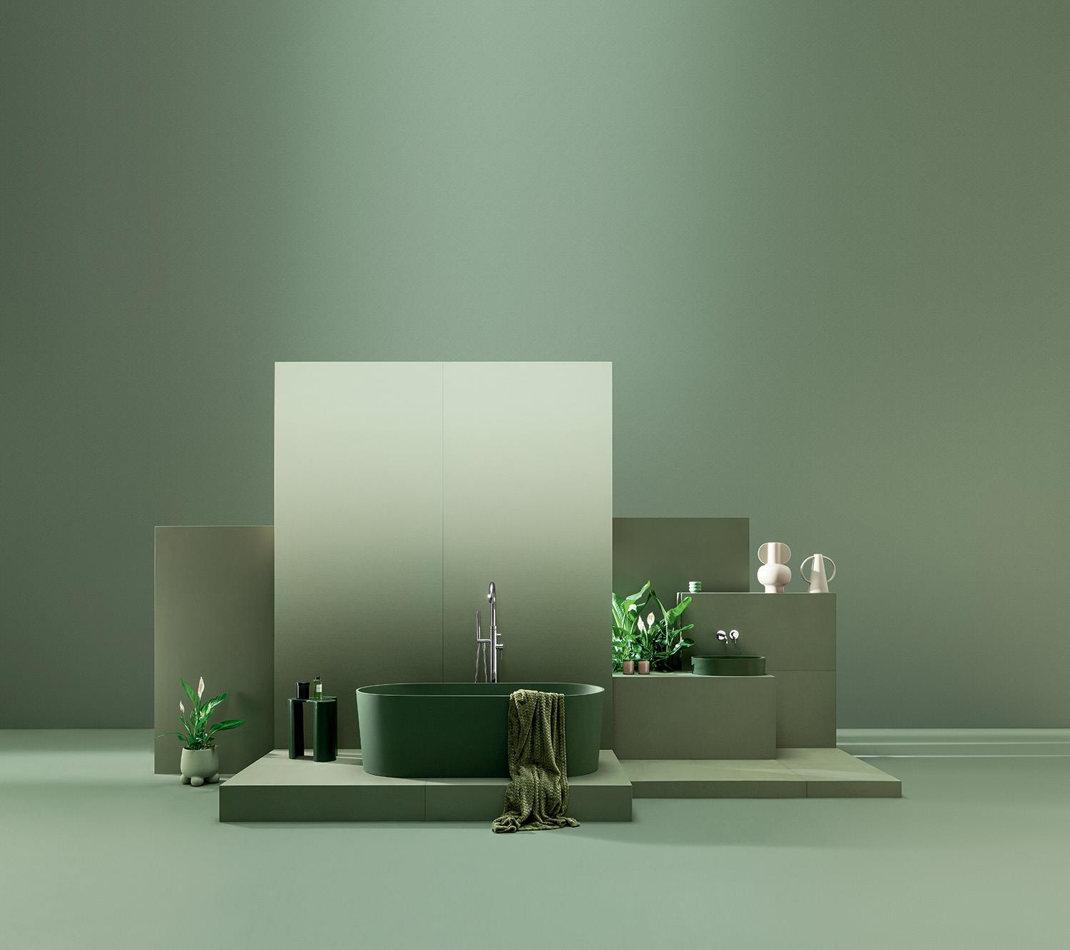 Płytki łazienkowe zielone z kolekcji Cielo e Terra