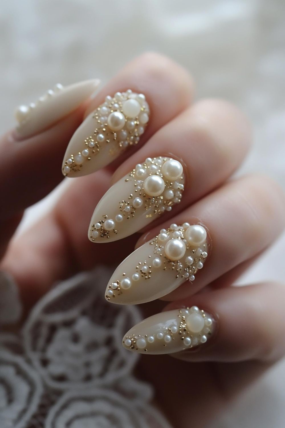 perły na paznokciach