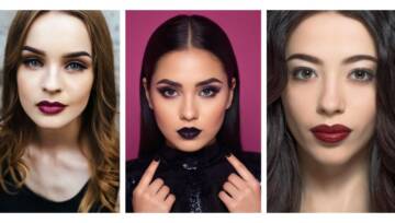 makijaż z ciemnymi ustami