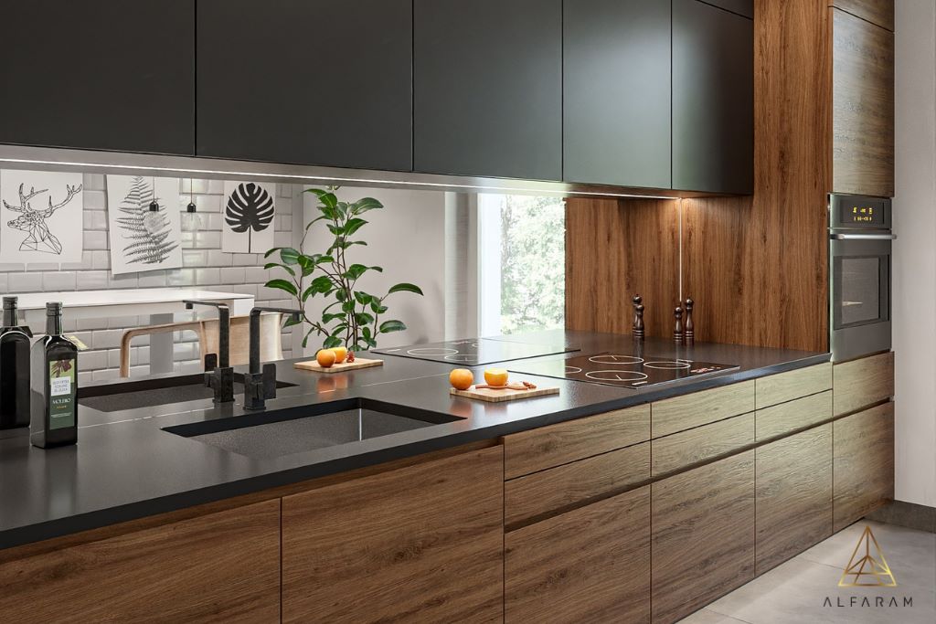 Panele lustrzane do kuchni – tafla koloru srebrnego