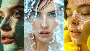 Piękne kobiety nawilżające twarz wodą