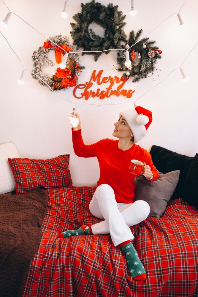 swiateczny nastroj w sypialni