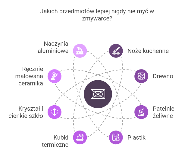 jakich przedmiotow nie myc w zmywarce