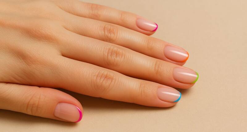 Micro french manicure kolorowy AI