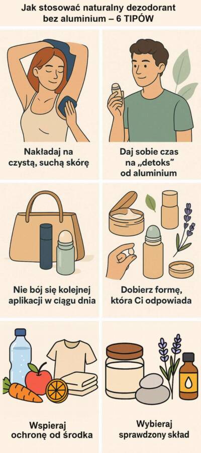 Infografika - jak stosować naturalny dezodorant