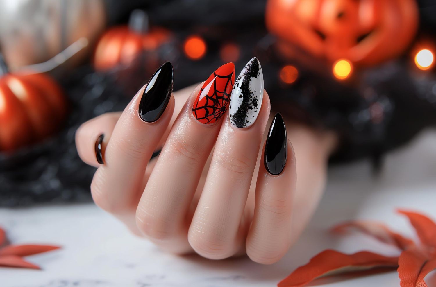 halloween na paznokciach