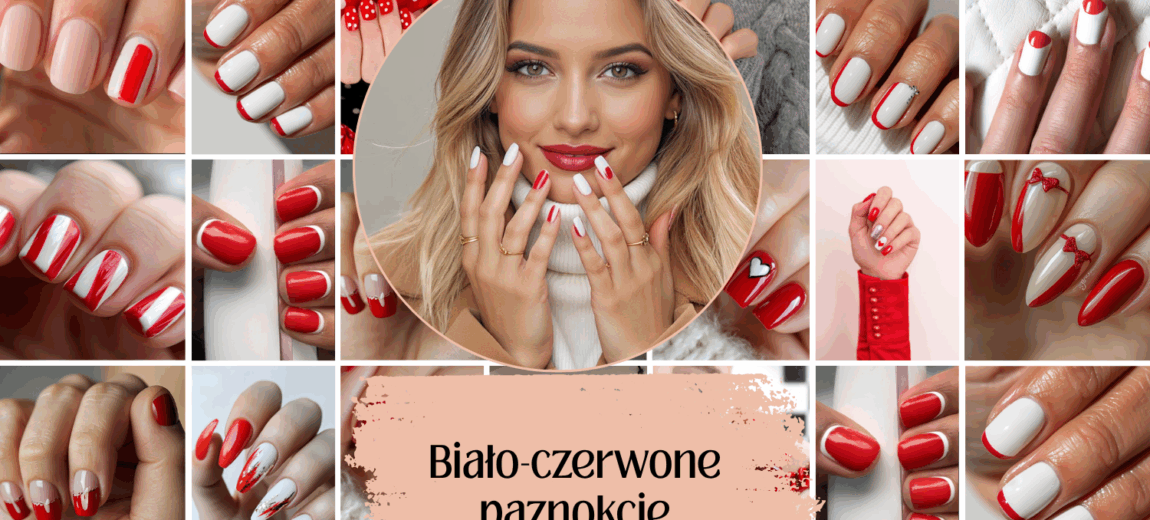 biało czerwone paznokcie propozycje wzorów