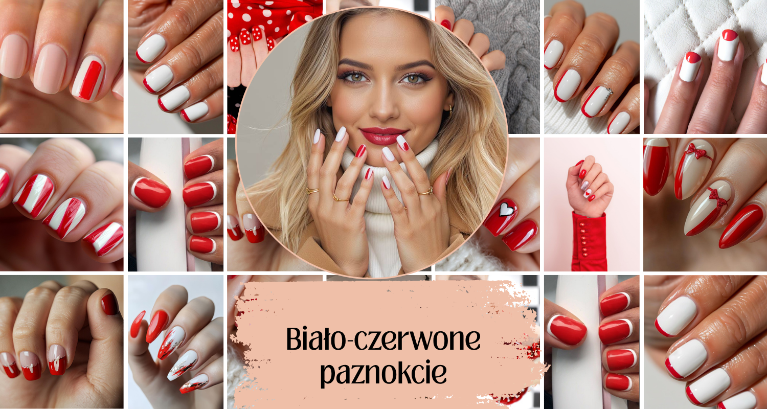 biało czerwone paznokcie propozycje wzorów