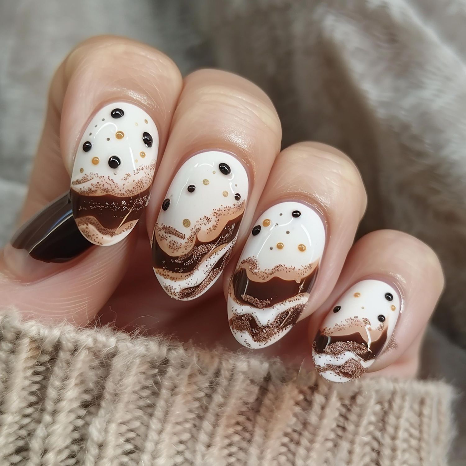 Paleta przypraw na paznokciach – brązy i rudości