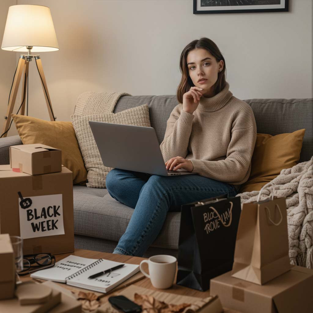 Kobieta i zakupy w black week