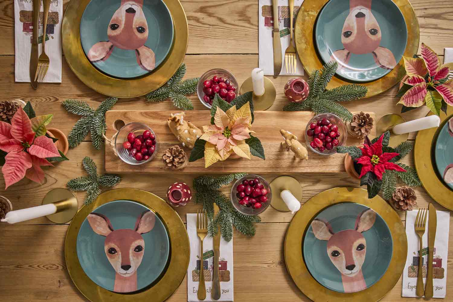 nakrycie stołu wigilijnego w klimacie leśnym