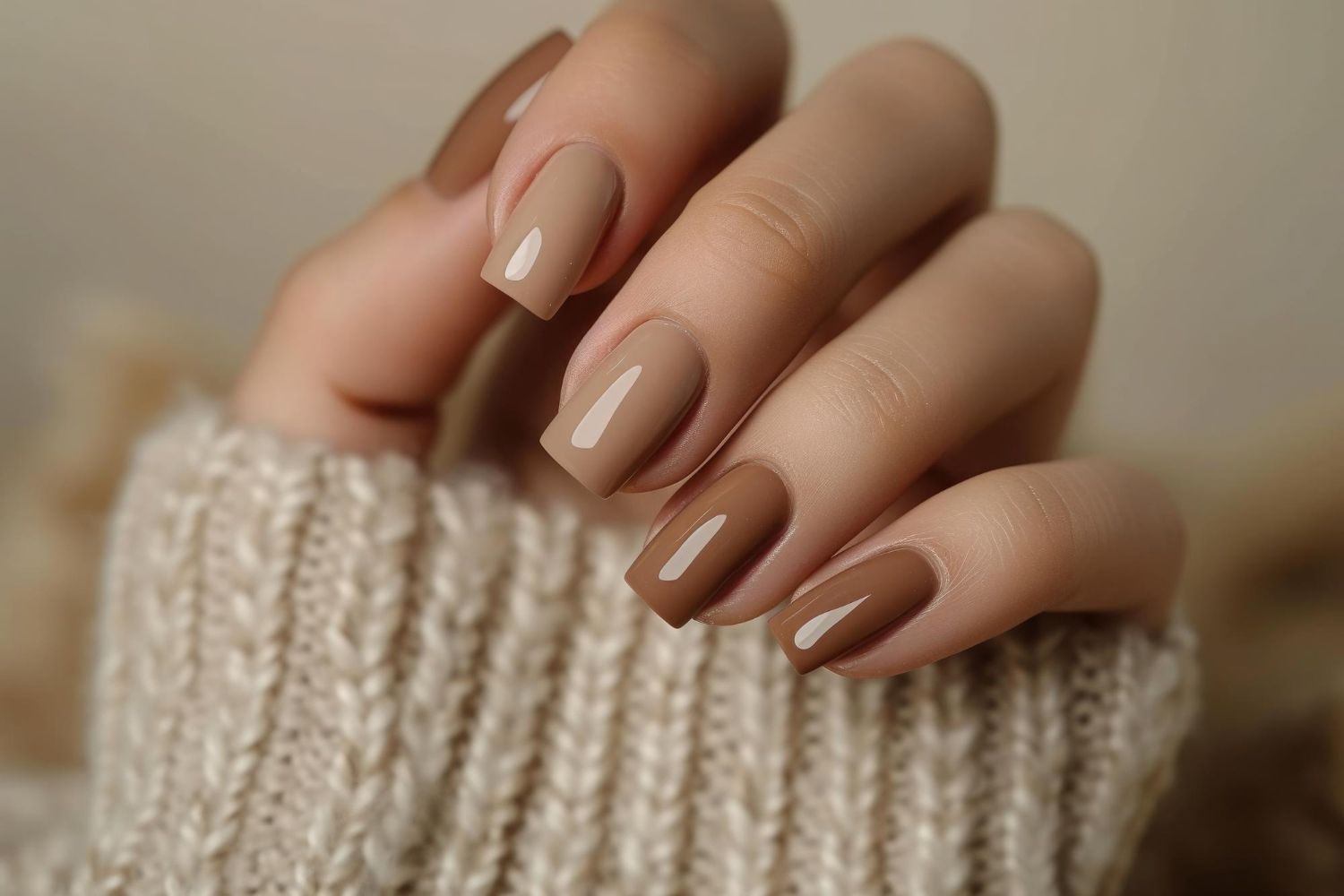 Latte nude i mleczne beże paznokcie