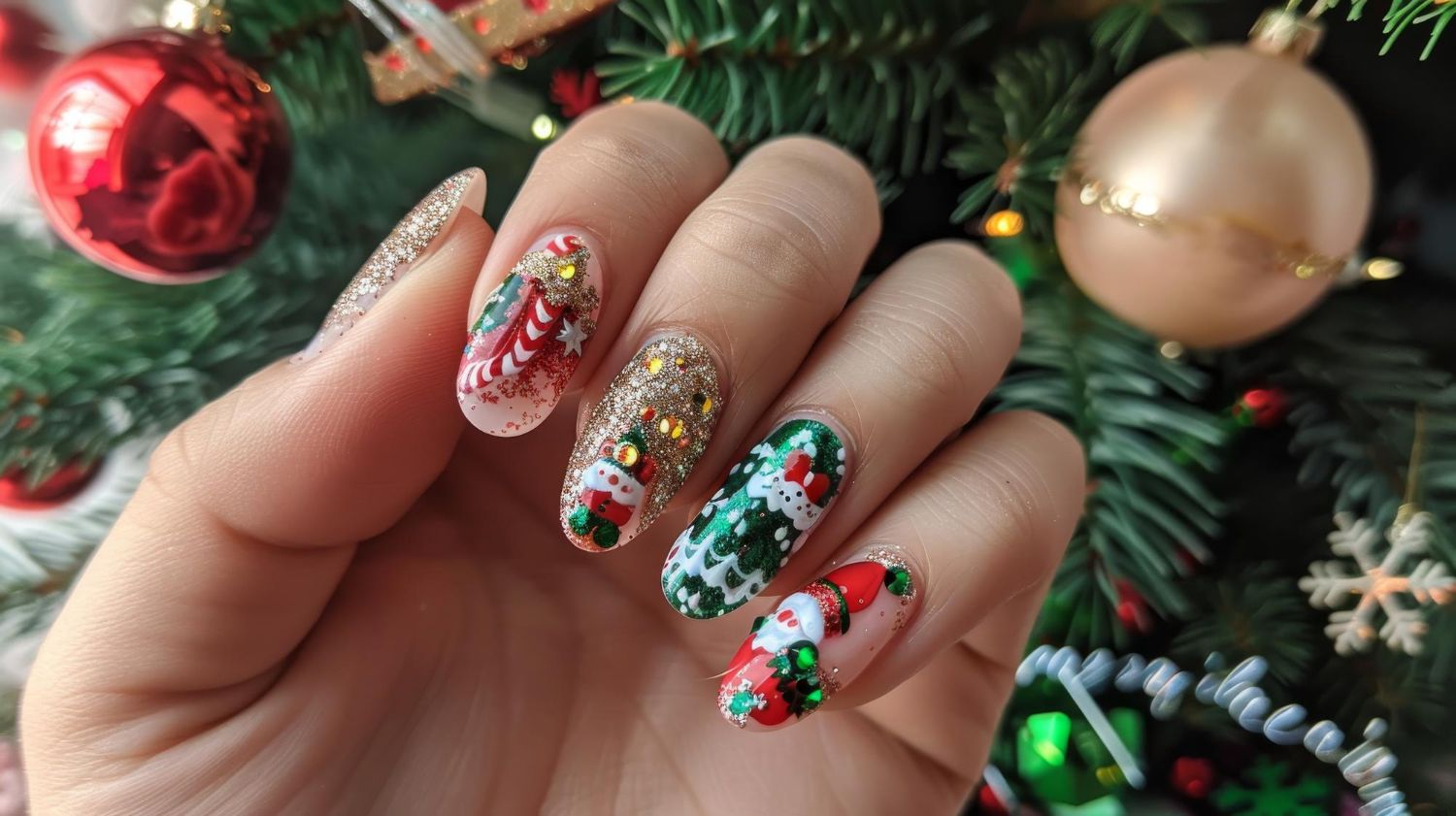 paznokcie na Mikołaja