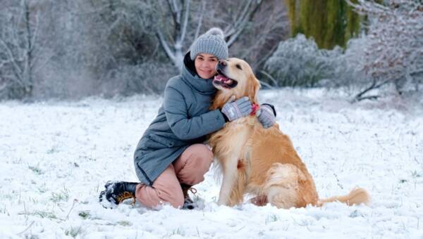 spacery z psem na mrozie