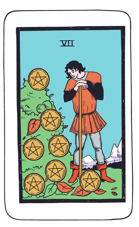 Bliźnięta - 7 Denarów: horoskop tarota 23 lutego-1 marca 2026 (karta cienia)