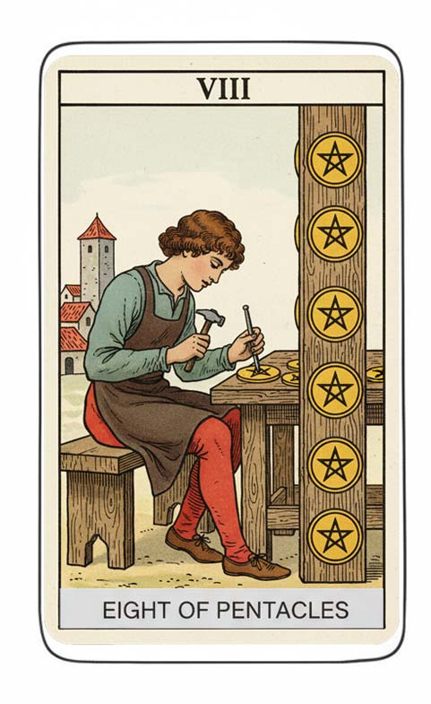 Ryby - 8 Denarów: horoskop tarota 23 lutego-1 marca 2026 (karta cienia)