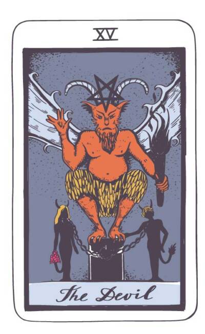 Karta Tarota Diabeł – Cień dla Skorpiona (pokusy i przywiązania) 2–8 lutego 2026