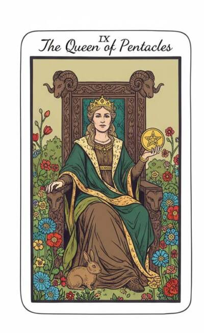 Karta Tarota Królowa Denarów – Moc dla Byka na tydzień 2–8 lutego 2026