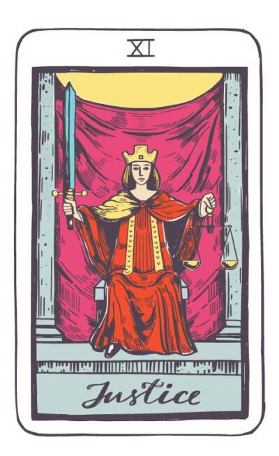 Karta Tarota Sprawiedliwość – Rada dla Panny (jasne zasady i porządek) 2–8 lutego 2026