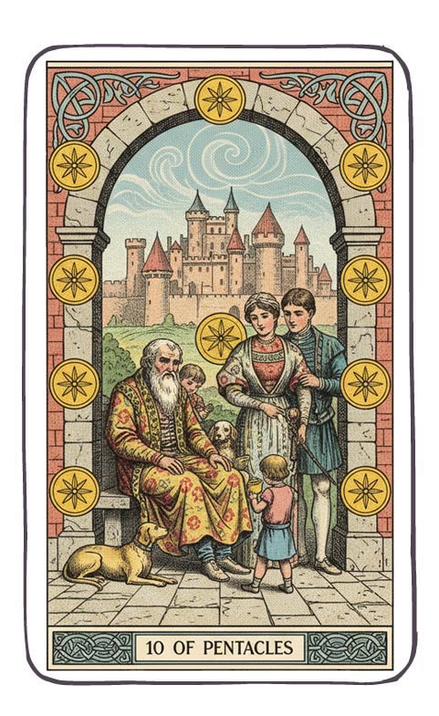 Koziorożec – 10 Denarów (karta mocy) tarot 2-8 marca 2026: stabilizacja, pieniądze i bezpieczeństwo, rodzina, dom, fundamenty, decyzje długoterminowe