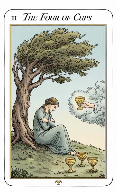 Lew - Karta Cienia 4 Kielichów: znużenie, brak entuzjazmu i przeoczenie okazji