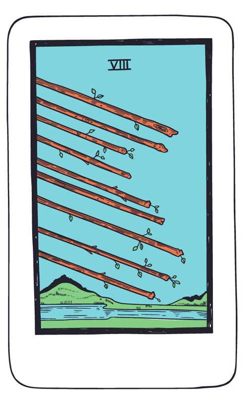 Bliźnięta - Karta Mocy 8 Buław: szybki rozwój wydarzeń i dobra komunikacja