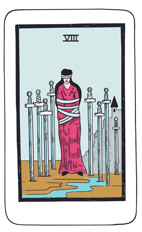 Baran - Karta Cienia 8 Mieczy: blokady mentalne i lęki