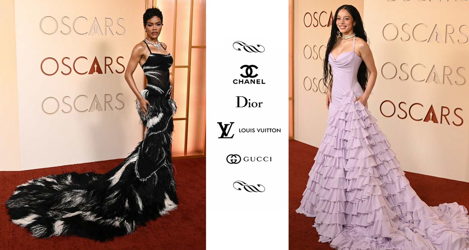 Logotypy Chanel, Dior, Louis Vuitton i Gucci - domy mody, które zdominowały Oscary 2026