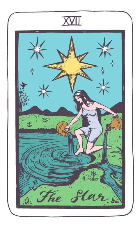 Wodnik – Gwiazda (karta mocy) tarot 2-8 marca 2026: inspiracja, wizja, lekkość, uzdrawianie, kreatywność i powrót do nadziei oraz sensu