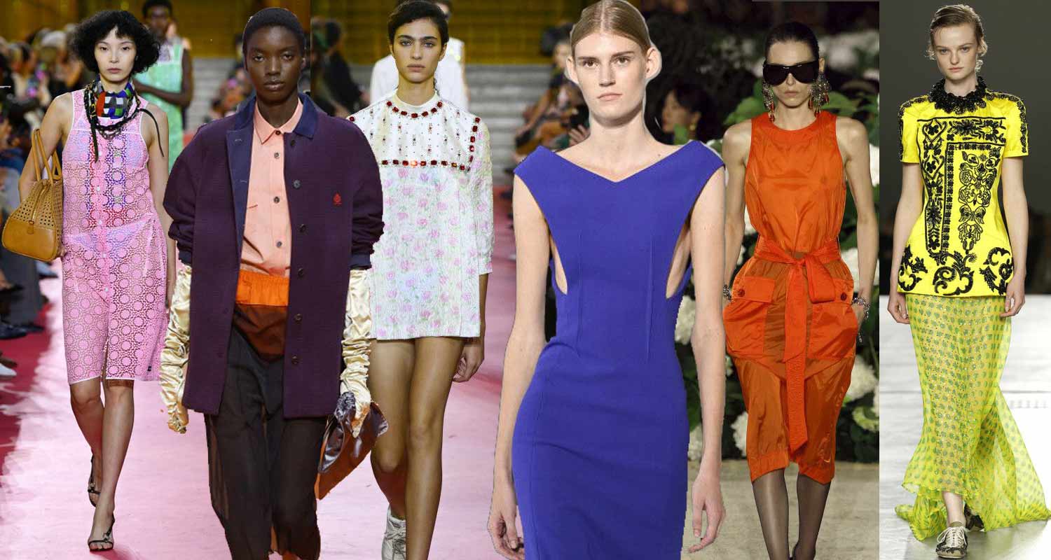Kolaż modowych stylizacji prezentujących modne kolory na wiosnę i lato 2026