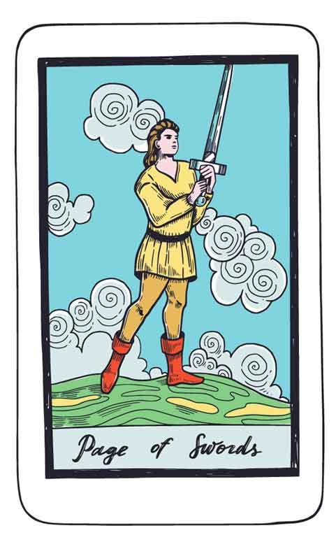 Rak - Karta Rady Paź Mieczy: czujność, obserwacja i zadawanie ważnych pytań