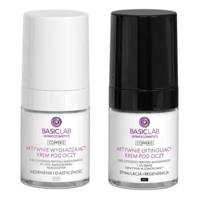 BasicLab Copperis - zestaw kremów pod oczy na dzień i na noc z 0,3% peptydu miedziowego