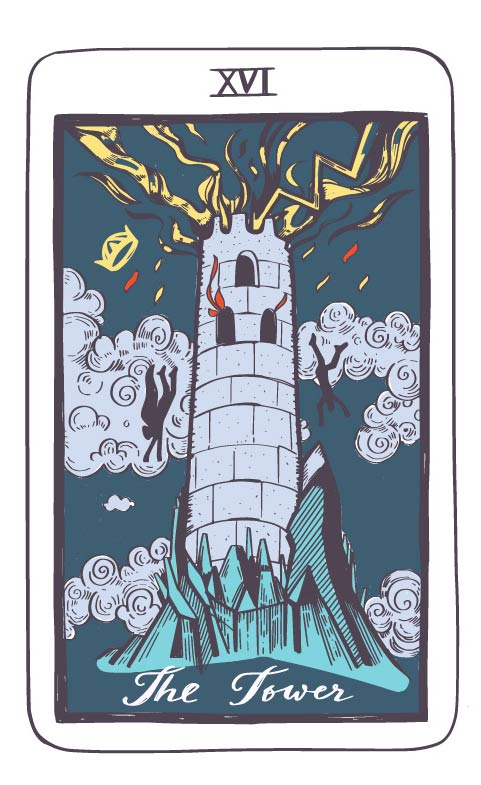 Skorpion – Wieża (karta mocy) tarot 2-8 marca 2026: przełom, nagła prawda, zerwanie iluzji, oczyszczenie, odcięcie tego, co nie działa, start od nowa na solidnych podstawach