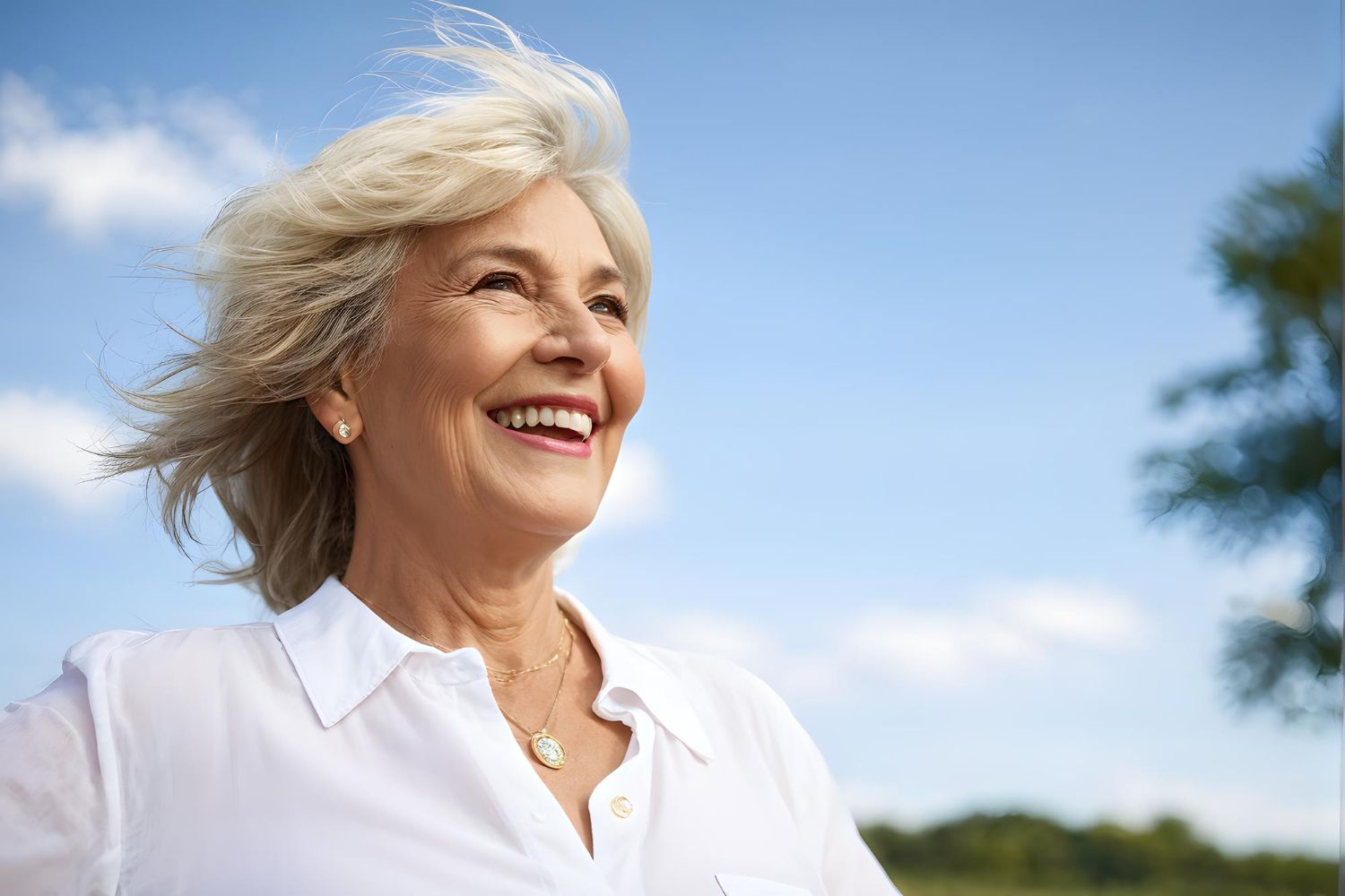 kobieta w średnim wieku ciesząca się życiem