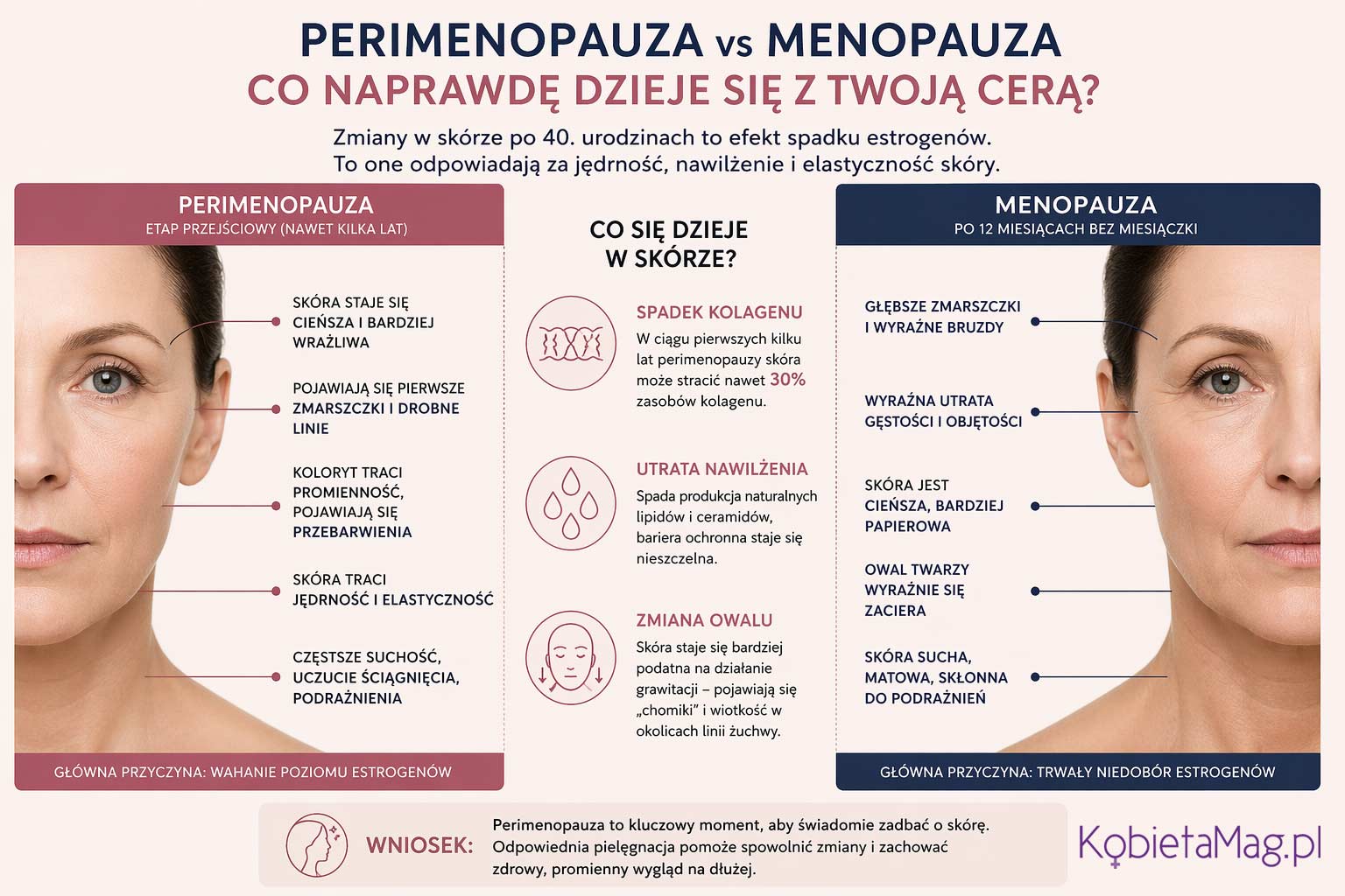 Perimenopauza vs menopauza - infografika