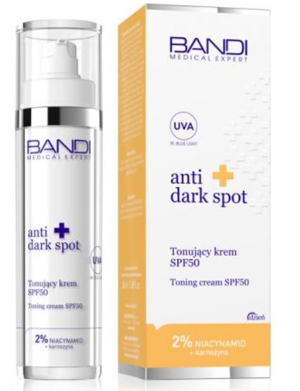 BANDI Medical Expert, Tonujący krem SPF 50 - 2% niacynamid + karnozyna