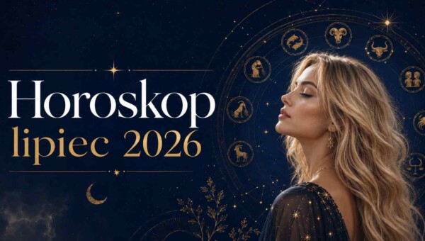 Horoskop miesięczny na lipiec 2026 dla wszystkich znaków zodiaku - letnia grafika astrologiczna