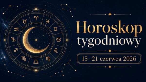 Horoskop tygodniowy od 15 do 21 czerwca 2026 dla wszystkich znaków zodiaku - astrologiczna grafika z motywem zodiaku