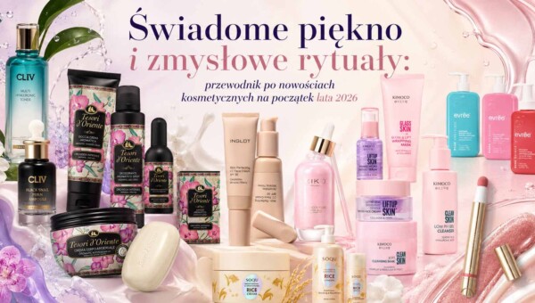 Kolaż nowości kosmetycznych na lato 2026: produkty do pielęgnacji twarzy, ciała, makijażu i zmysłowych rytuałów beauty