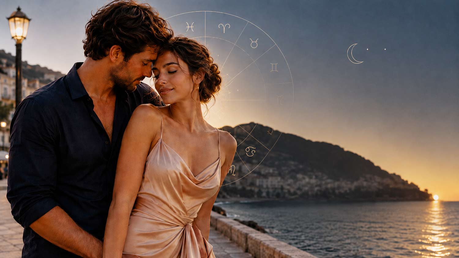 Horoskop miłosny na wakacje 2026 dla wszystkich znaków zodiaku - astrologiczna grafika o letnich relacjach, flirtach i uczuciach