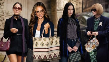 Tatiana Kalinic z torebką Gucci Jackie 1961, Jessica Alba z torebką Dior Book Tote, Alexa Chung z torebką Lady Dior i Anna Wintour z torebką Fendi Baguette.
