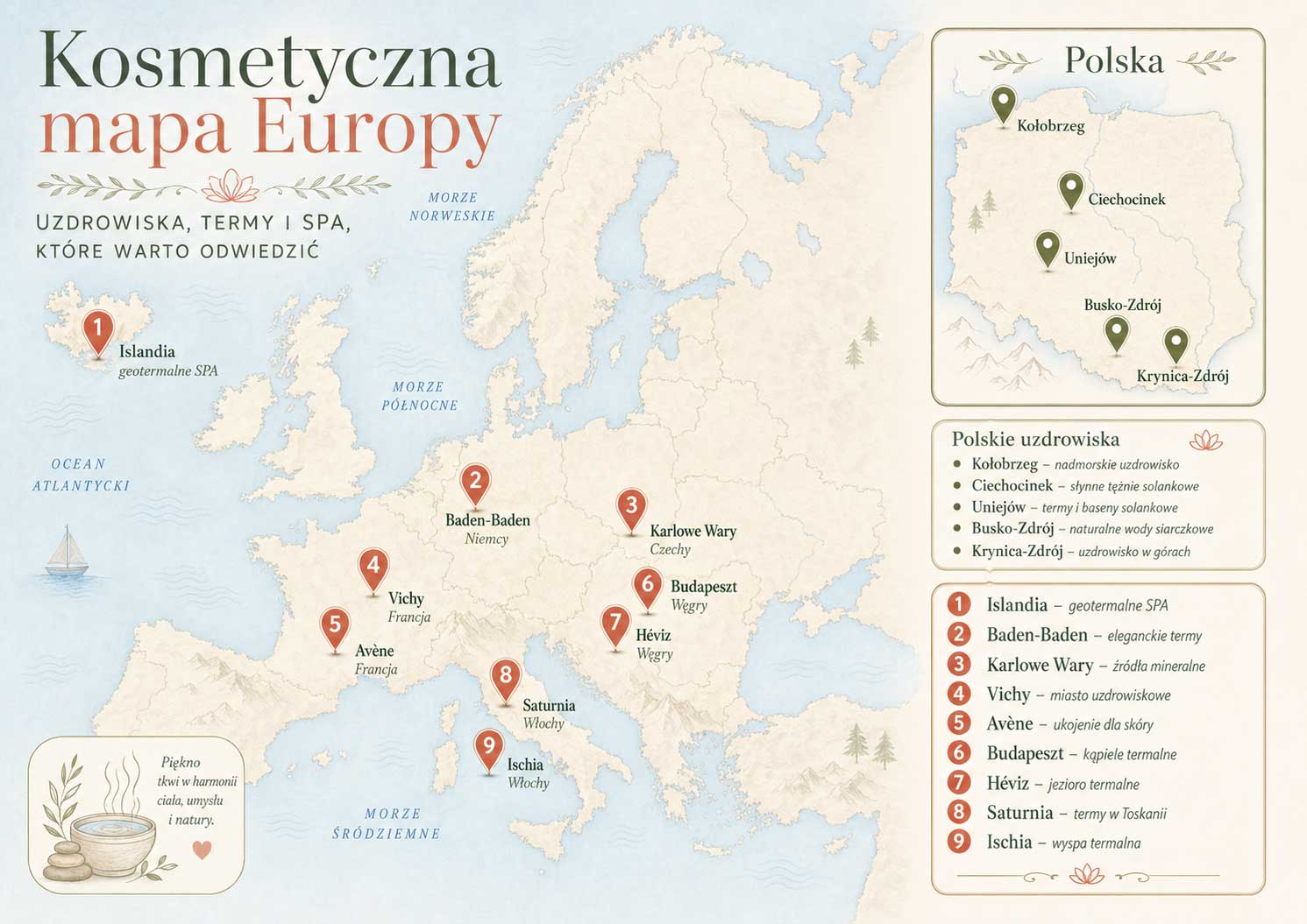 uzdrowiska w europie i w polsce infografika