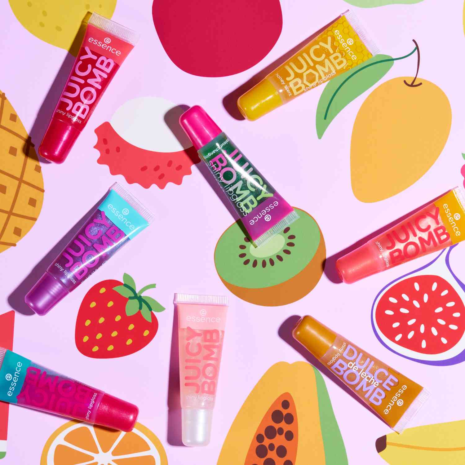 Błyszczyki do ust essence Juicy Bomb w owocowych kolorach