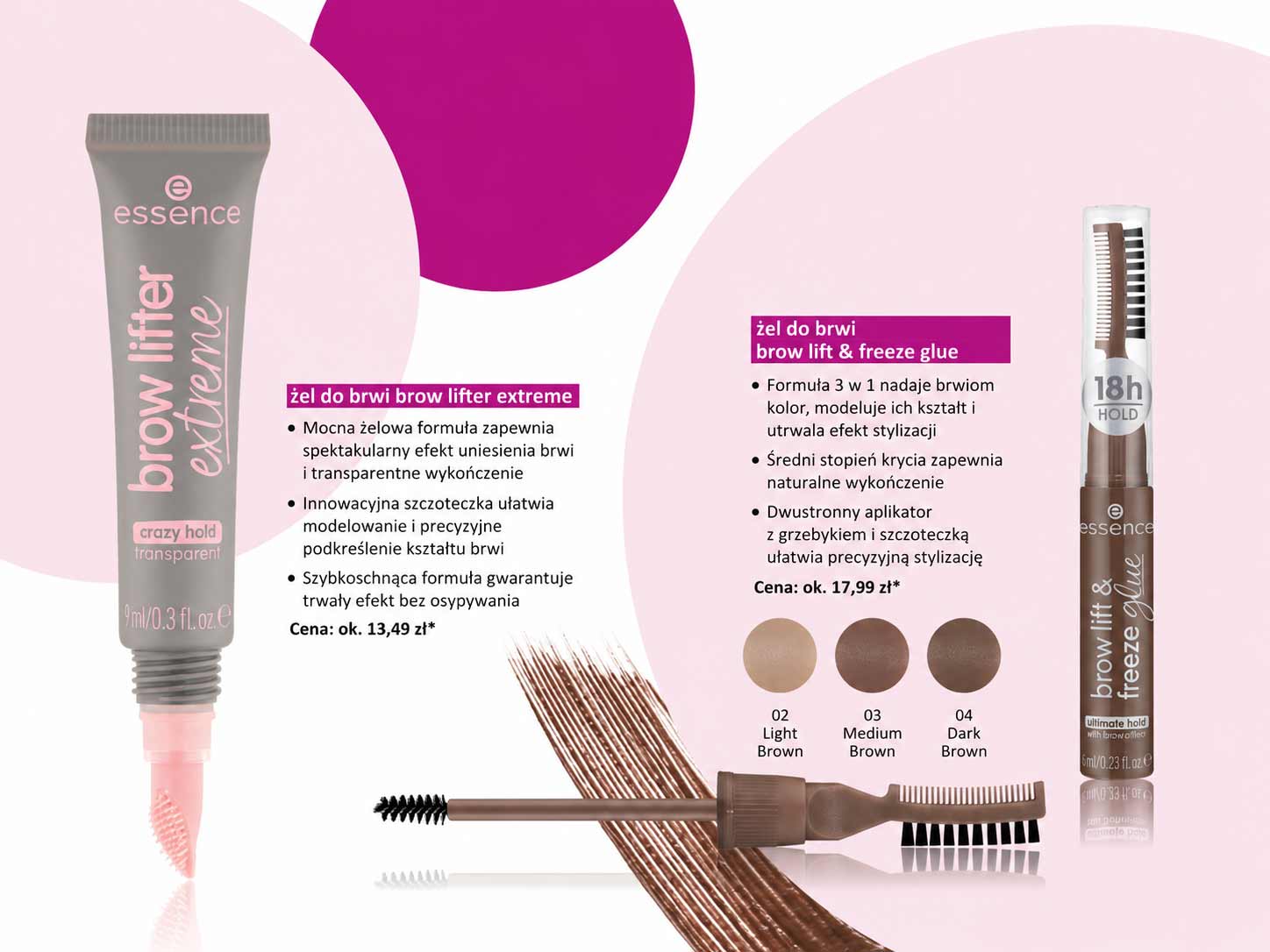 Żele do brwi essence brow lifter extreme i brow lift & freeze glue