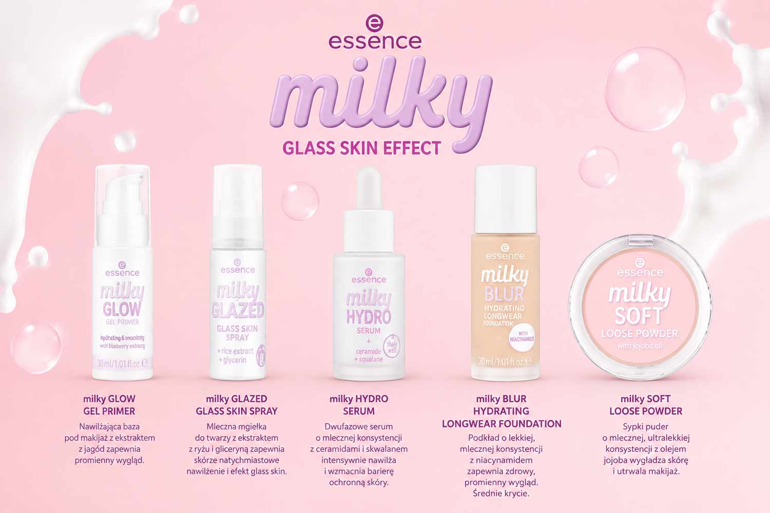 Kosmetyki essence milky GLAZED do makijażu z efektem glass skin