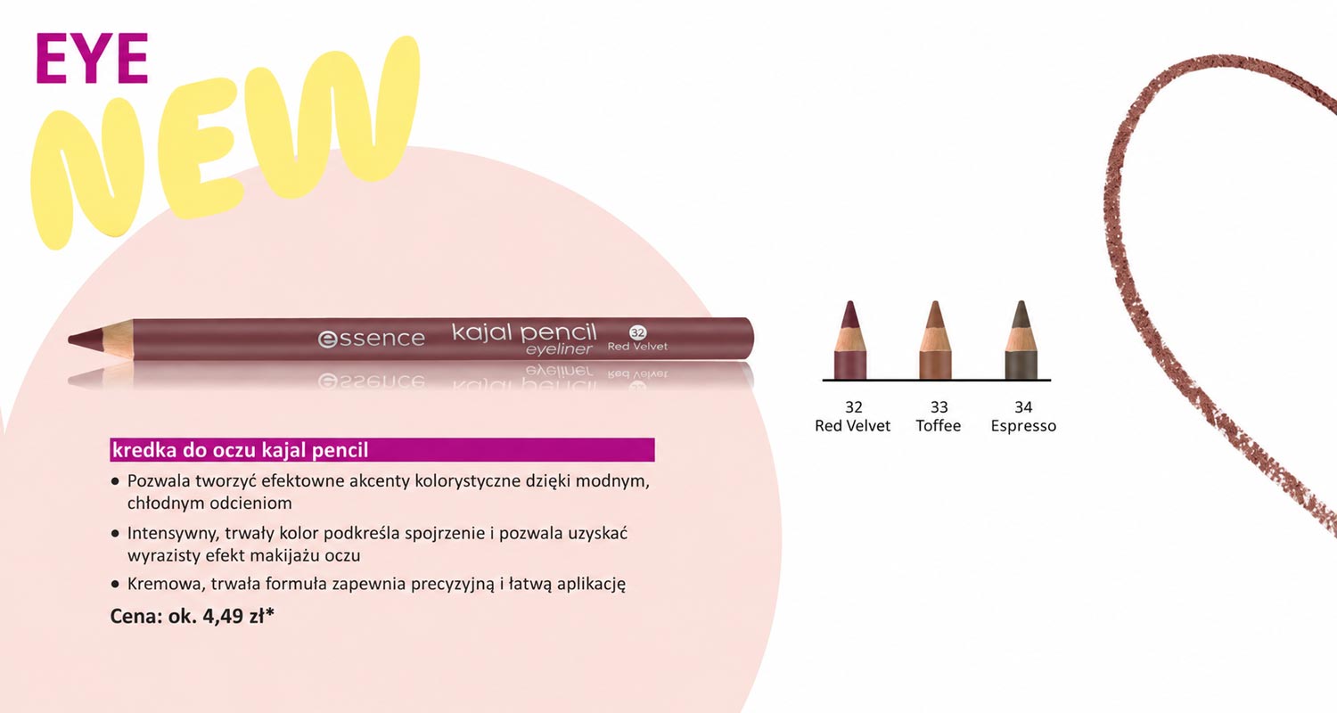 Kredka do oczu essence kajal pencil w odcieniach Red Velvet, Toffee i Espresso